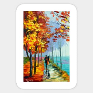 A walk in the autumn Park Sticker